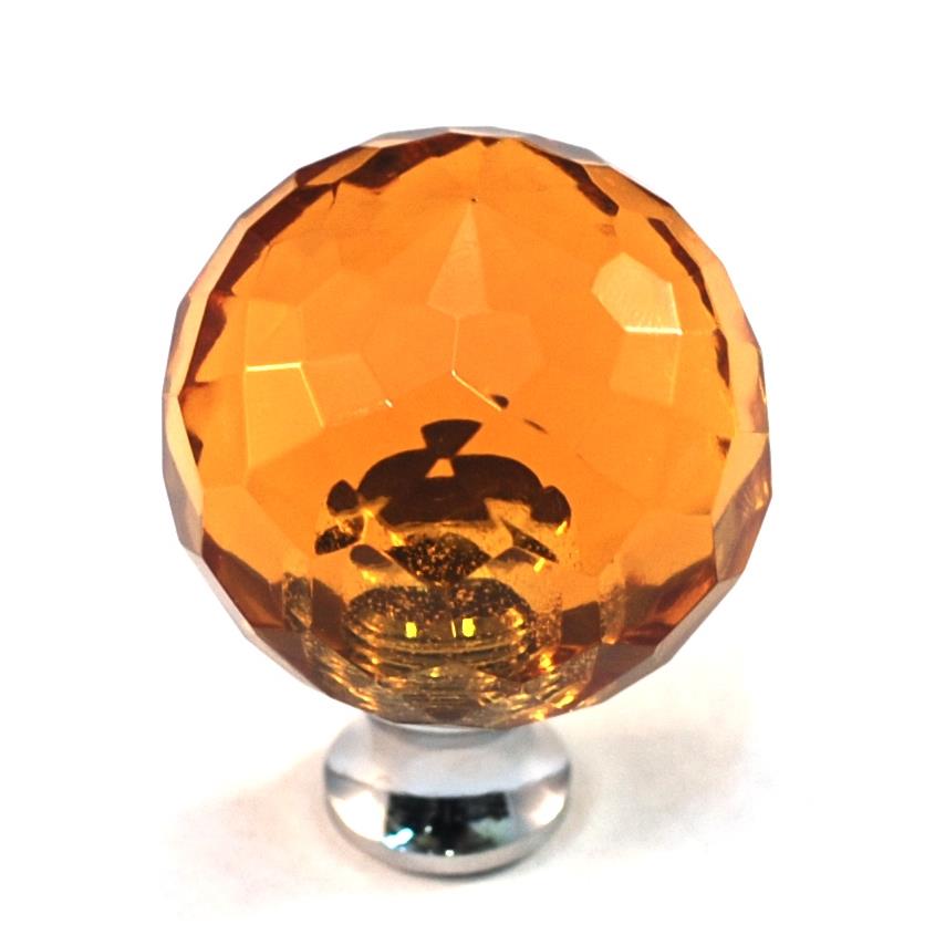 Cal Crystal M30 AMBER Crystal Excel ROUND KNOB in Pewter